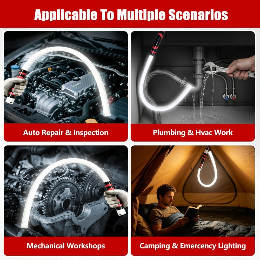 Flexible LED Light Stick, 76Cm/27In Wiederaufladbare Biegsame Taschenlampe, Mechanische Taschenlampe Mit Hoher Leuchtkraft, Für Mechaniker, Autoreparaturen