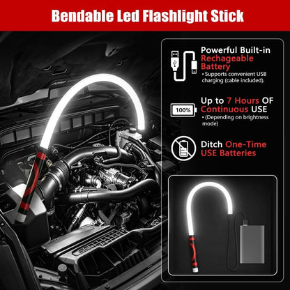 Flexible LED Light Stick, 76Cm/27In Wiederaufladbare Biegsame Taschenlampe, Mechanische Taschenlampe Mit Hoher Leuchtkraft, Für Mechaniker, Autoreparaturen